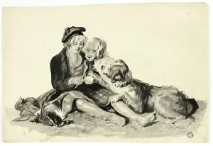 Whittling Prints: Highland Boy and Dogs, n.d. Creator: Unknown