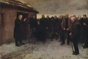 Modern Masterpieces Prints: A Highland Funeral, 1882, (1935). Creator: Sir James Guthrie