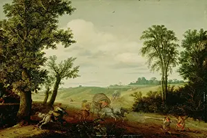 Covered Wagons Prints: The Highway Robbery, c1625. Creators: Cornelius Vroom, Esaias van de Velde
