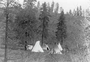 Washington State United States Prints: A hill camp, c1910. Creator: Edward Sheriff Curtis