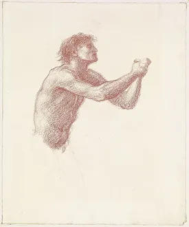 The Hill of Venus - Male Nude - Study of one of the Reapers for Reapers Appealing to Venus, 1866. Creator: Sir Edward Coley Burne-Jones