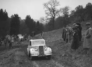 Hillman Minx ofs Elgar competing in the MCC Edinburgh Trial, Roxburghshire, Scotland, 1938