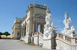 Sculptures Prints: Hilltop triumphal arch and café overlooking the Palace of Schonbrunn
