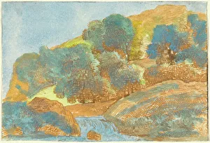Kobell Franz Prints: Hilly Landscape with a Stream, 1800/1805. Creator: Franz Kobell