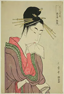 Kanzashi Prints: Hinazuru of the Keizetsuro, from the series Comparing the Charms of Beauties (Bijin)