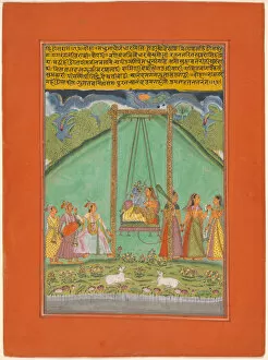 Rajasthan Collection: Hindol Raga, page from a Garland of Musical Ragas (Ragamala) Set, 1750 / 70