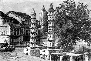 'Hindoo Temple at Walkeshwur, on Malabar Hill; Notes on Bombay and the Malabar Coast', 1875. Creator: C. B. Low