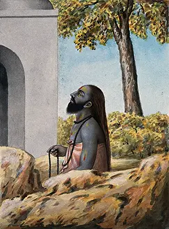 Sadu Prints: A Hindu ascetic or holy man, left profile view