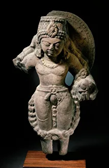 Sandstone Prints: The Hindu God Vishnu, c.7th-8th century. Creator: Unknown