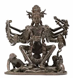 Durga Prints: The Hindu Goddess Chamunda, 14th century. Creator: Unknown
