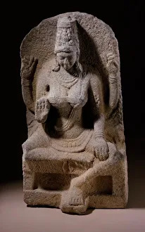 Granite Prints: The Hindu Goddess Shri Lakshmi, With c.12th century recutting. Creator: Unknown