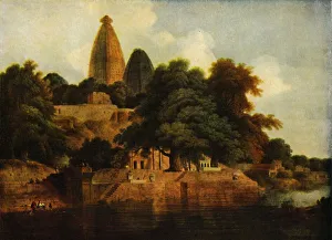 Hindu Prints: Hindu Temple at Bindrabund on the Jumna, 1797, (1922). Creator: Thomas Daniell