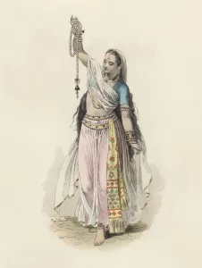 Hindustan woman in the modern age, color engraving 1870