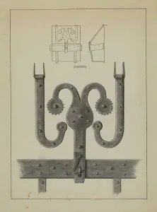 Graphite On Paper Prints: Hinges and Hasp on a Conestoga Wagon Tool Box, c. 1937. Creator: Unknown