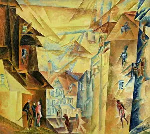 Feininger Prints: Hinter der Kirche II (Behind the Church II), 1917. Creator: Feininger, Lyonel (1871-1956)