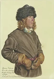 Wove Paper Prints: Hip portrait of a young Russian peasant, 1832. Creator: Gerhard Wilhelm von Reutern