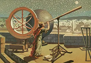 Telescope Prints: Hipparchus at the Alexandria Observatory, 1882. Creator: Joan Planella i Rodriguez