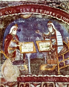 2nd Century Ad Prints: Hippocrates and Galen, physicians, fresco of the Cathedral of Anagni