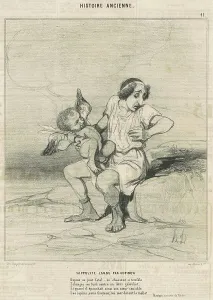 Hippolyte lardé par Cupidon, 19th century. Creator: Honore Daumier