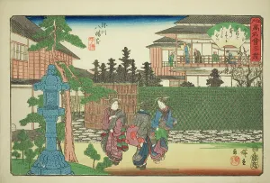The Hirasei Restaurant in Front of the Hachiman Shrine at Fukagawa (Fukagawa Hachim... c. 1838/40. Creator: Ando Hiroshige)