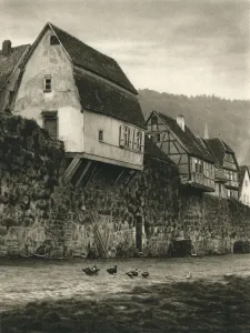 Pitched Prints: Hirschhorn a. Neckar. Houses on the Town Wall, 1931. Artist: Kurt Hielscher