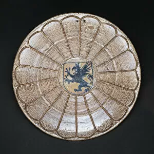 Tin Glazed Collection: Hispano-Moresque Lusterware Plate with Griffin, Valencia, 1475 / 1500. Creator: Unknown