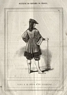 Paul Gavarni French Prints: Histoire du Costume en France: Gens a la suite dun seigneur, 1843. Creator: Paul Gavarni