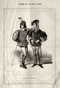 Histoire du Costume en France: Juges diseurs, 1843. Creator: Paul Gavarni (French, 1804-1866)