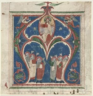 And Gold On Parchment Gallery: Historiated Initial (A) Excised from an Antiphonary: Christ in Majesty with Prophets, c