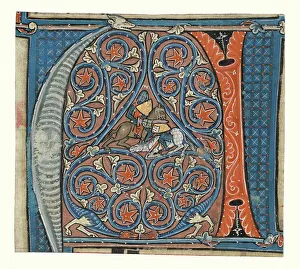 Hymn Book Prints: Historiated Initial from an antiphonal, about 1260-1270. Creator: Unknown