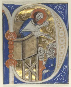 Historiated Initial Excised from a Bible: St. Paul Preaching, 1200s. Creator: Unknown