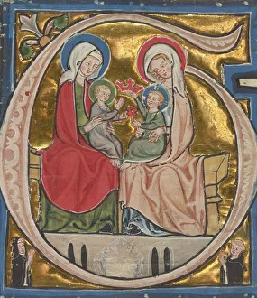Friar Prints: Historiated Initial from a Gradual, about 1300. Creator: Unknown