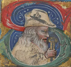 Detached Leaf Prints: Historiated Initial from a Manuscript, 14th century. Creator: Unknown