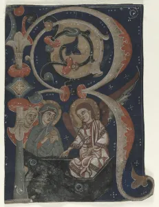 And Gold On Parchment Prints: Historiated Initial (R) Excised from a Gradual: The Three Marys at the Tomb, c. 1200-1230