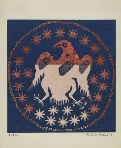 Historic Coverlet, c. 1936. Creator: Ruth M. Barnes