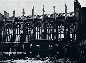 Blitz Prints: The Historic Hall in the Inner Temple completely gutted by fire, 1941