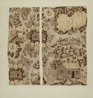 Leaf Design Prints: Historical Printed Textile, c. 1940. Creator: Ernest Capaldo