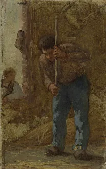 Crop Prints: History of wheat: Threshing: Sketch for the school in rue Dombasle