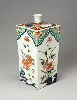 Grey Background Collection: Hizen ware Quadrangular Vase in Imari Style, 18th century. Creator: Unknown