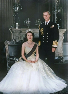 Philip Prince Prints: HM Queen Elizabeth II and HRH Duke of Edinburgh at Buckingham Palace