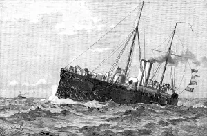 Wells J R Prints: H.M.S. Barracouta, on board which the disastrous steam explosion happened off Margate