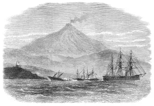 Shipwrecked Prints: H.M.S. Caledonia and two steamers attempting to tow H
