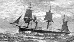 Wells J R Prints: H.M.S. Doterel, lately blown up in the Strait of Magellan, 1881. Creator: Unknown