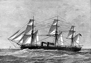 Armour Plated Prints: H.M.S. Raleigh, 1874. Creator: Unknown