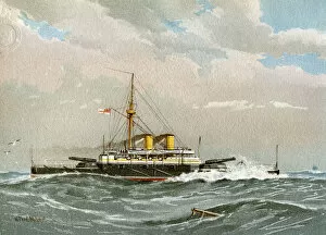 Mitchell Gallery: HMS Rodney, Royal Navy 1st class battleship, c1890-c1893. Artist: William Frederick Mitchell
