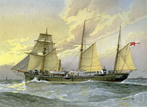 William Frederick Gallery: HMS Thrush, British 1st class gunboat, c1890-c1893.Artist: William Frederick Mitchell