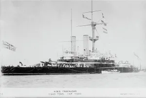 Pre Dreadnought Prints: H.M.S. TRAFALGAR (Brit.), between c1910 and c1915. Creator: Bain News Service