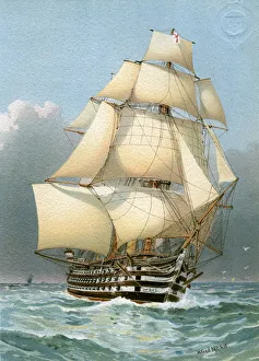 Chas Rathbone Low Collection: HMS Victoria, Royal Navy 121 gun warship, c1859 (c1890-c1893).Artist: William Frederick Mitchell