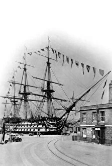 Dry Dock Gallery: HMS Victory, Portsmouth, Hampshire, early 20th century.Artist: Wright & Logan