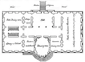 Images Dated 8th April 2008: Hobans original plans for the White House, 18th century (1908)